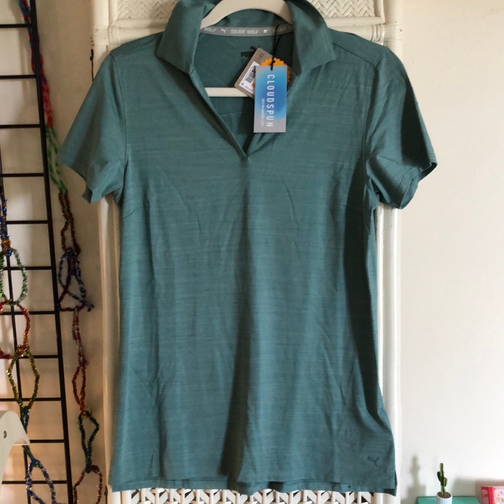 Puma Women's Teal Short Sleeve Polo